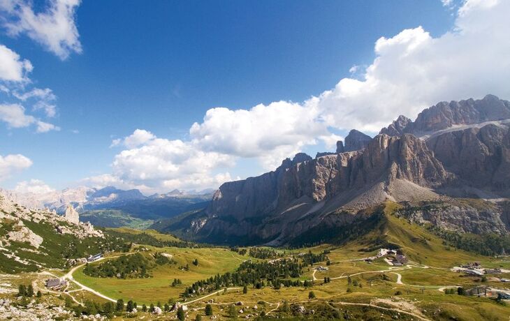 Grödner Joch und Sellagruppe in den Dolomiten