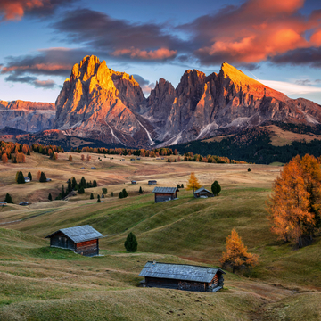 Seiser Alm mit Langkofel, Italien