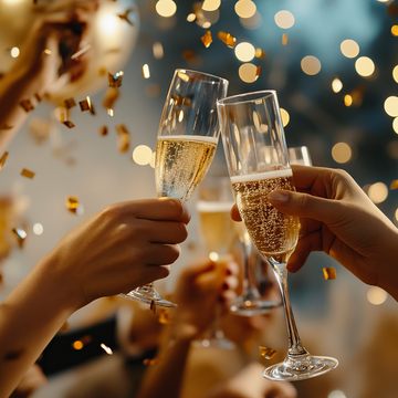 lebhafte Silvesterparty mit Sekt und Konfetti - © Mikhail - stock.adobe.com