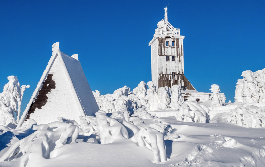Gipfel des Fichtelberg in Sachsen, Deutschland