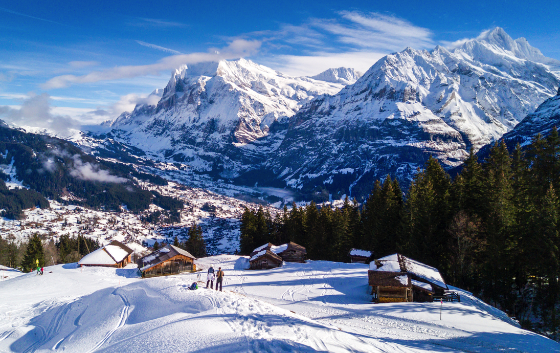 Blick auf das winterliche Grindelwald