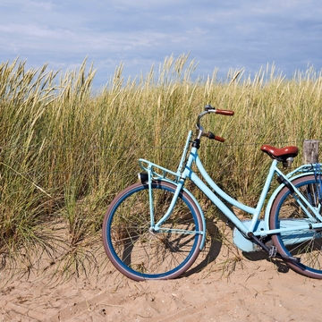 blaues Fahrrad abgestellt in den niederlndischen Dnen - © Bjrn Wylezich - Fotolia