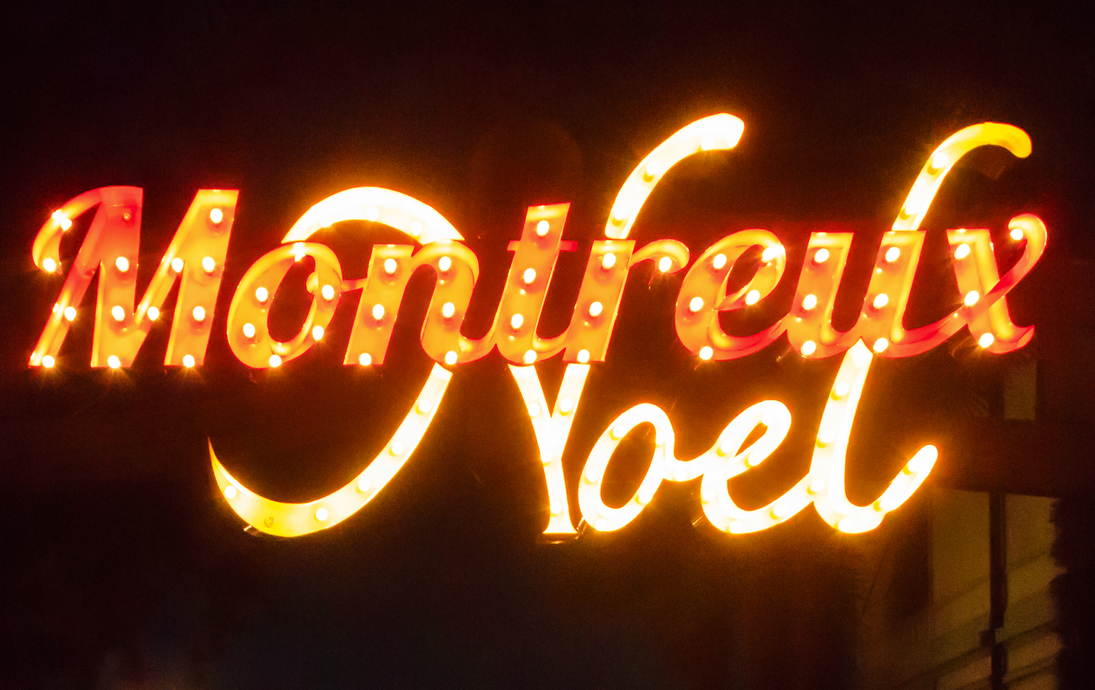 Willkommensschild für den Weihnachtsmarkt in Montreux