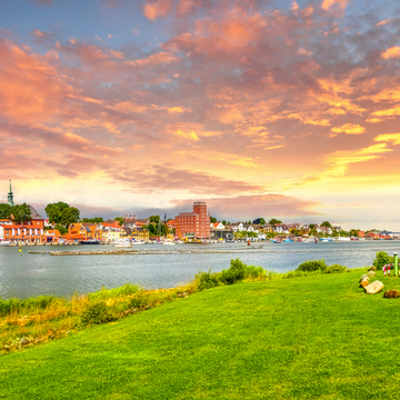 Blick über die Stadt Kappeln in Schleswig Holstein, Deutschland 
